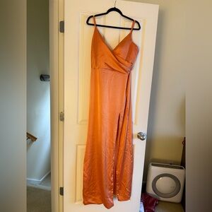 Revelry Rava Satin Dress (Tangerine) (Size 16)